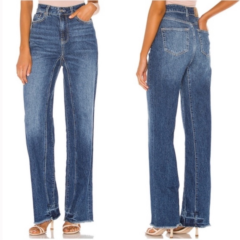 NWT Free People Relaxed Straight Slouch Jeans Denim Dark Wash Blue 26